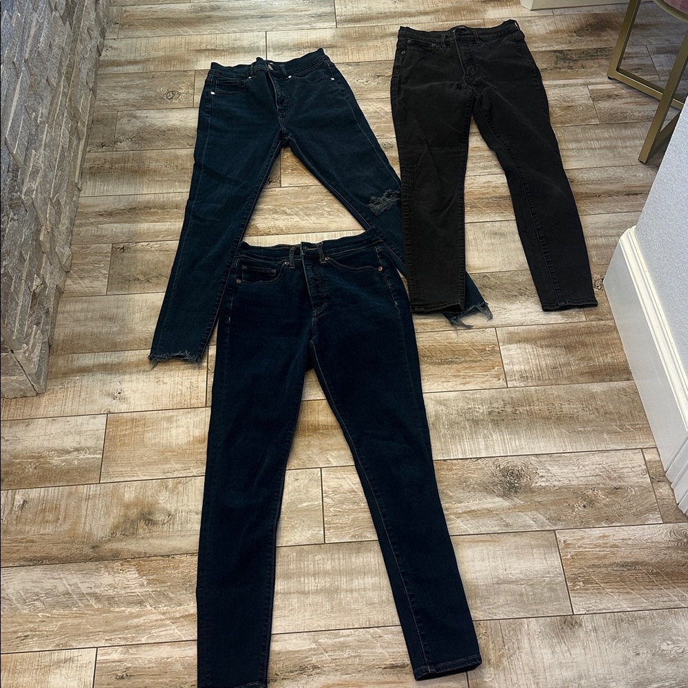3 pair of Skinny jeans size 4- 2 dark blue Express, 1 black jcrew